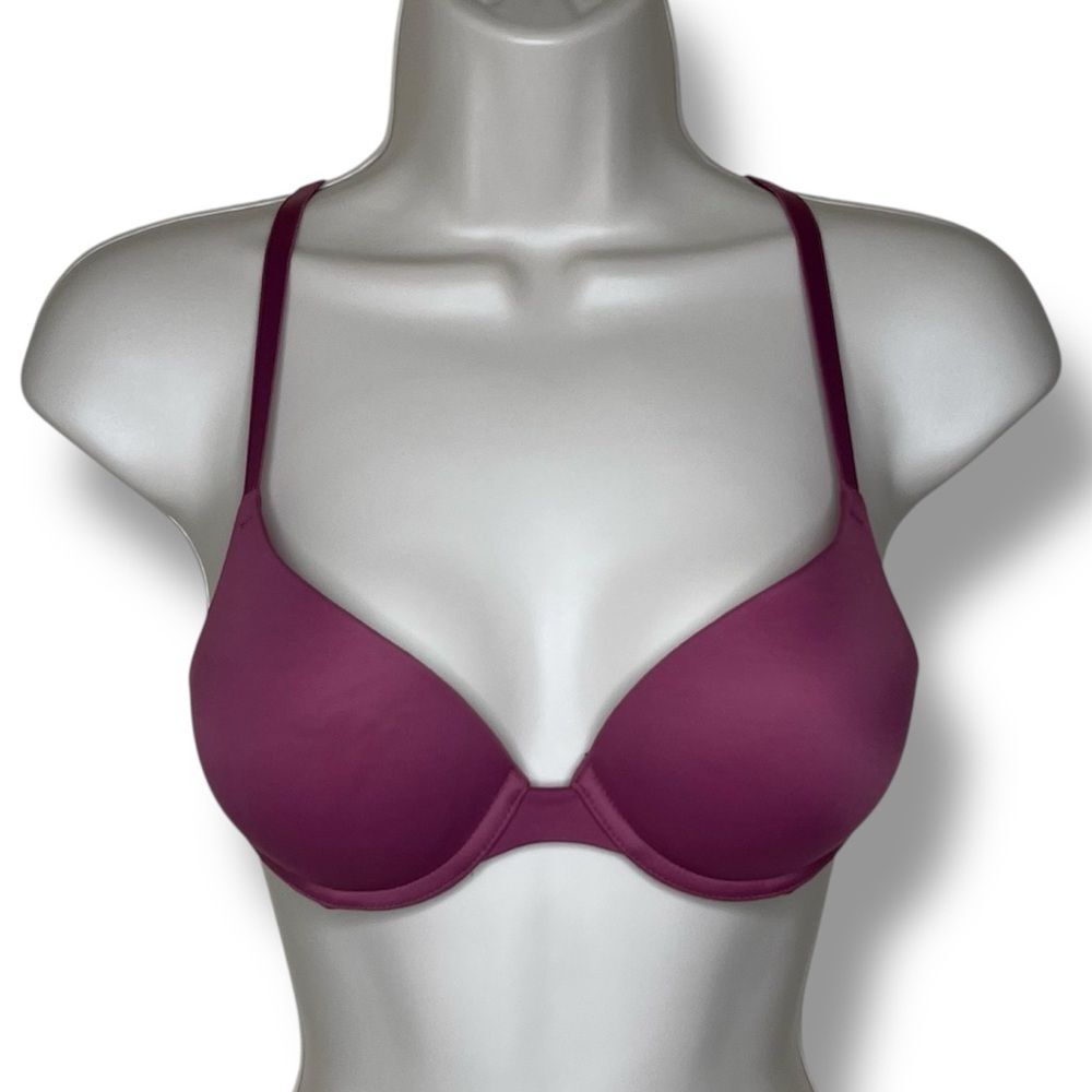 Pink Victorias Secret Plum Wear Everywhere Push Up Convertible Adj Strap Bra 32B